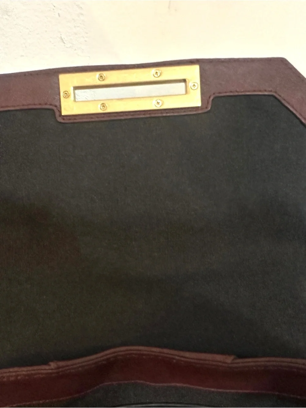 ZAC Zac Posen Two-Tone Burgundy Top-Handle Satchel with Gold Hardware